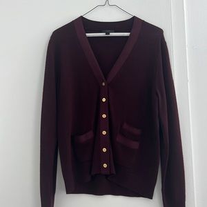 J. Crew Cardigan - Size M - Maroon w/ Ribbon Detail